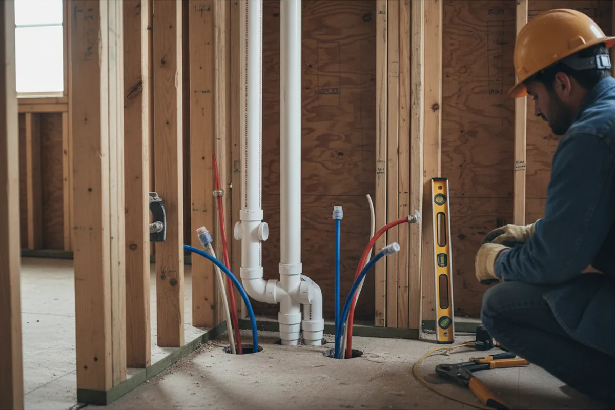 Drain and supply rough-in during Garbage Disposal Repair in Missouri City