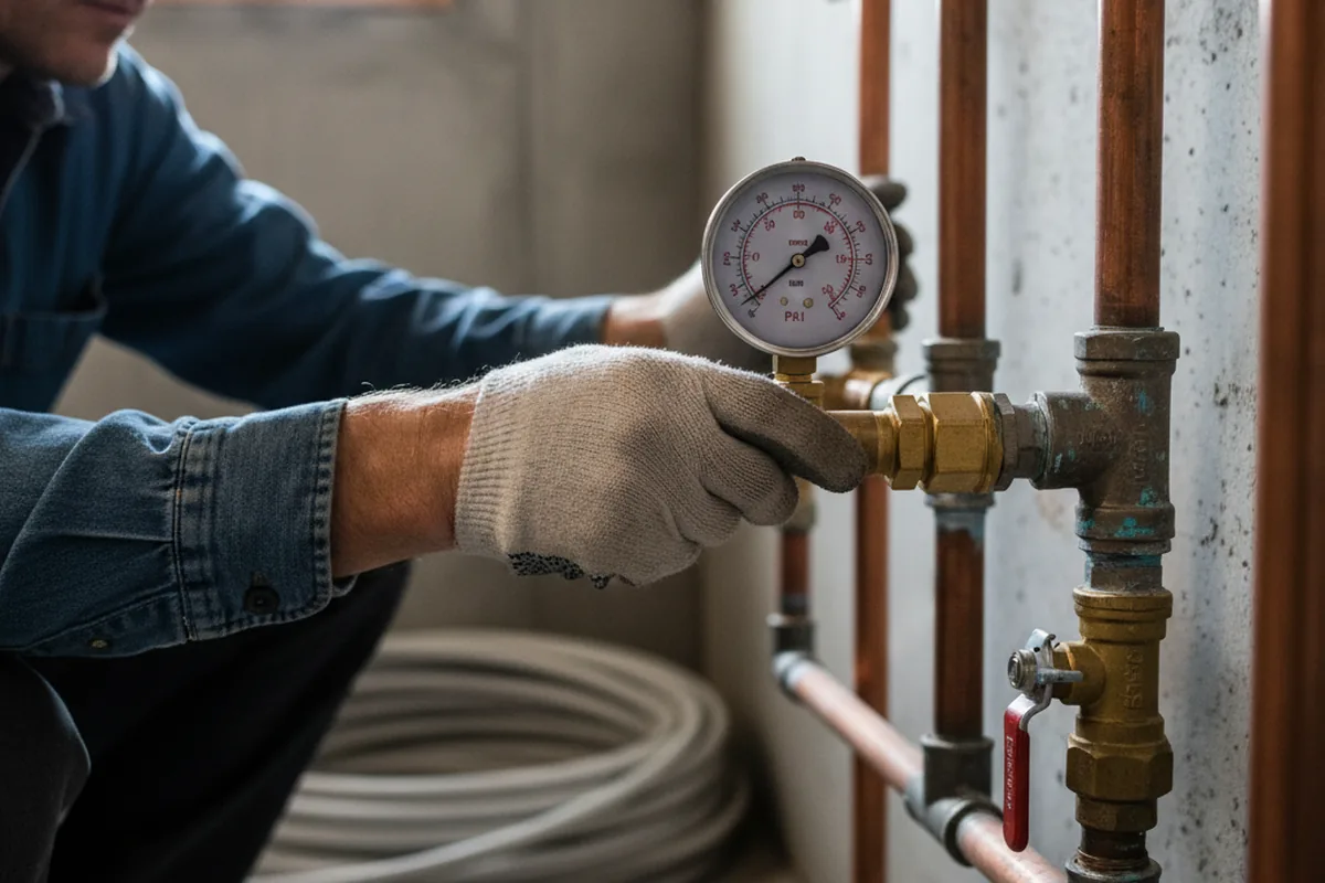 Pressure testing a repaired line during Water Line Repair in Missouri City